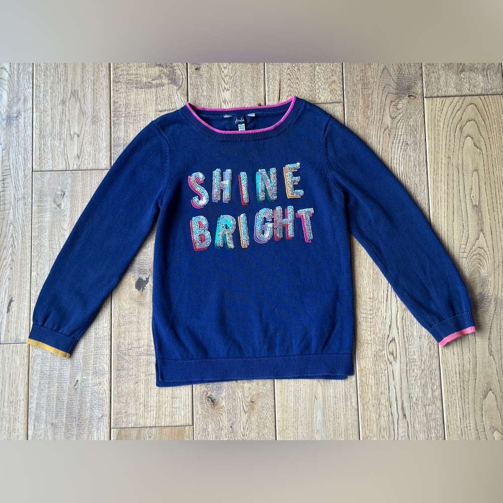 Joules Girls Miranda Artwork Shine Bright Sequin Jumper Sweater size 6